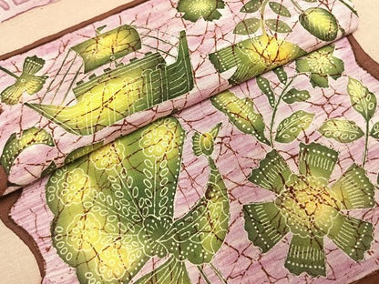 平和屋着物●訪問着　紬地　作家物　花鳥文　正絹　逸品　AABE1919fy