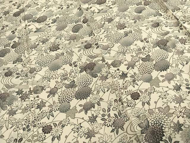 平和屋着物●訪問着　型染め　草花文　正絹　逸品　AABE1927fy