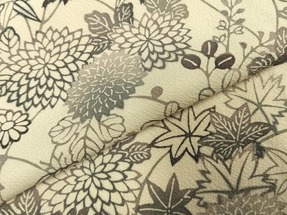 平和屋着物●訪問着　型染め　草花文　正絹　逸品　AABE1927fy
