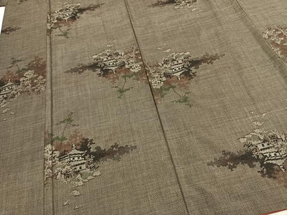 平和屋着物●本場大島紬　一元7マルキ　風景文　正絹　逸品　AABE1929fy