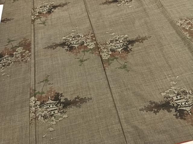 平和屋着物●本場大島紬　一元7マルキ　風景文　正絹　逸品　AABE1929fy