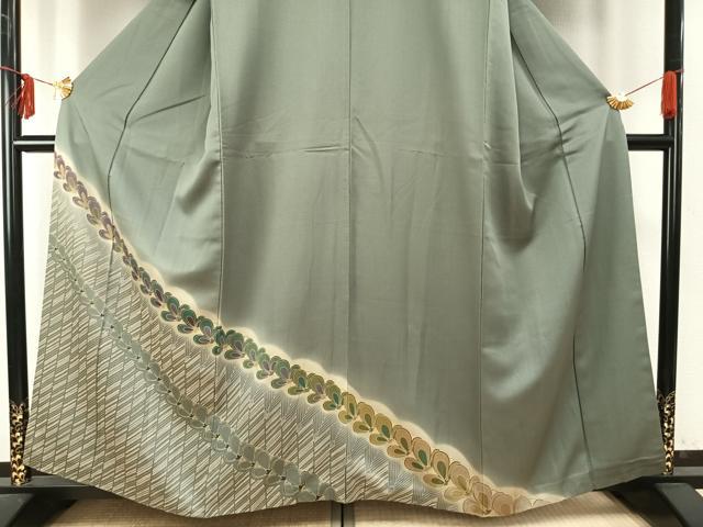 平和屋着物●訪問着 舞花文 暈し染め 銀通し地 正絹 逸品 AABE1932fy