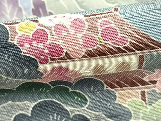 平和屋着物●訪問着　友禅　作家物　紬地　風景文　暈し染め　正絹　逸品　AABE1934fy