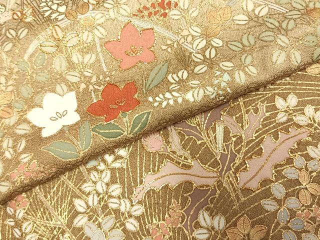 平和屋着物●豪華色留袖　駒刺繍　草花文　暈し染め　金彩　ロング丈　正絹　逸品　AABE1949fy