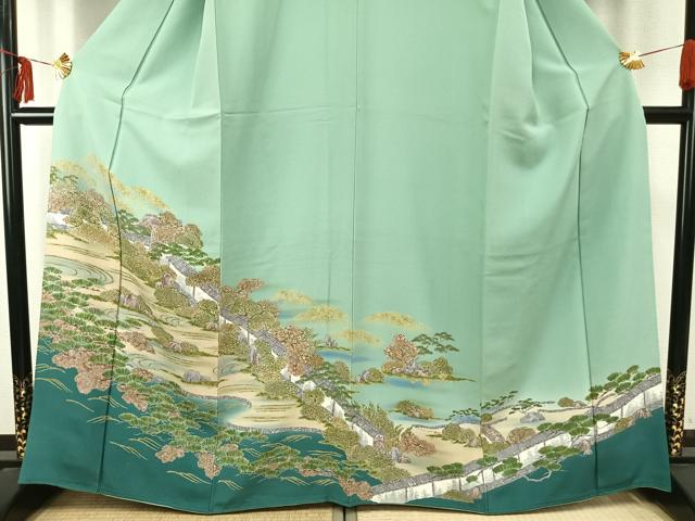平和屋着物●訪問着　手描き　風景文　暈し染め　正絹　逸品　AABE1954fy