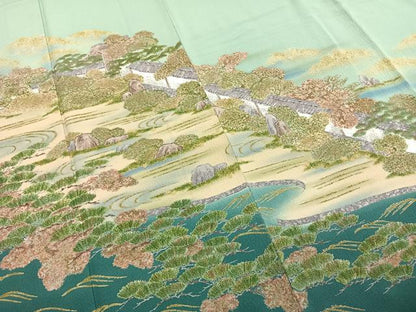 平和屋着物●訪問着　手描き　風景文　暈し染め　正絹　逸品　AABE1954fy