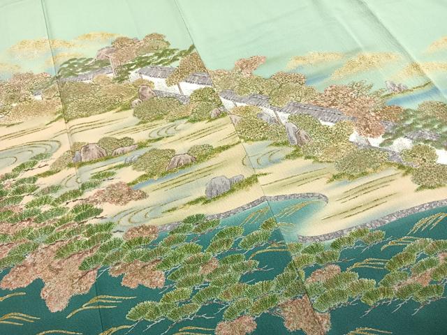 平和屋着物●訪問着　手描き　風景文　暈し染め　正絹　逸品　AABE1954fy