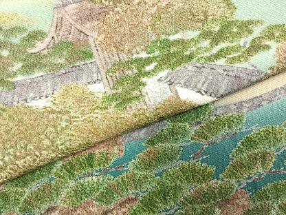 平和屋着物●訪問着　手描き　風景文　暈し染め　正絹　逸品　AABE1954fy