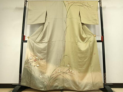 平和屋着物●染芸研究所　創め司　奥村右子　訪問着　草花文　暈し染め　金糸　金彩　正絹　逸品　AABE1960fy