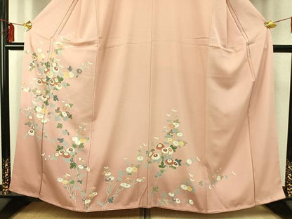 平和屋着物●訪問着　友禅　草花文　正絹　逸品　AABE1963fy