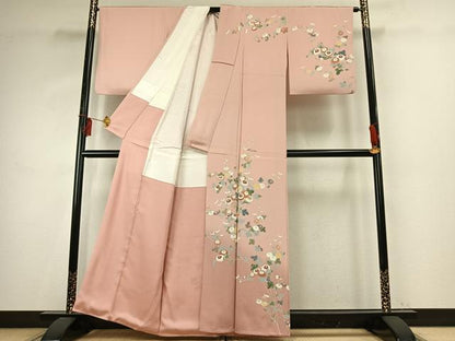 平和屋着物●訪問着　友禅　草花文　正絹　逸品　AABE1963fy