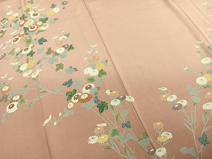 平和屋着物●訪問着　友禅　草花文　正絹　逸品　AABE1963fy