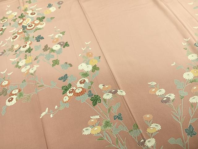平和屋着物●訪問着　友禅　草花文　正絹　逸品　AABE1963fy