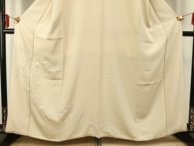 平和屋着物○訪問着 中国三大刺繍 相良刺繍 胡蝶蘭 浅黄色