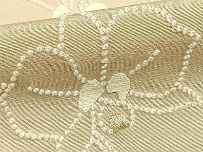 平和屋着物●訪問着　中国三大刺繍　相良刺繍　胡蝶蘭　浅黄色地　金糸　正絹　逸品　AABE1971fy