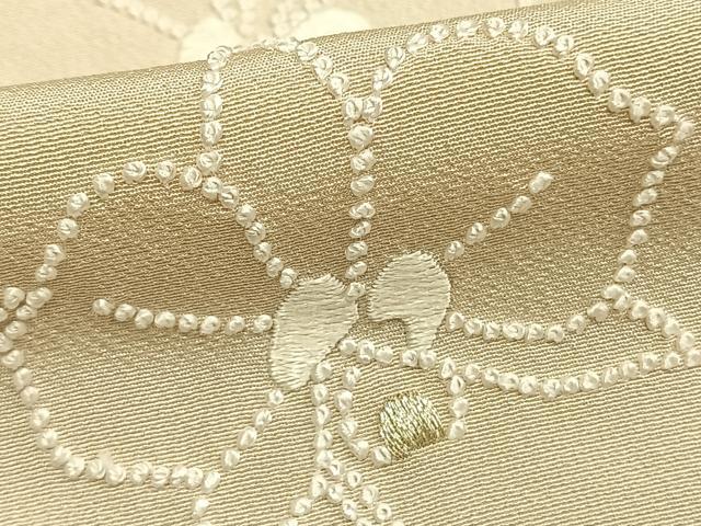 平和屋着物●訪問着　中国三大刺繍　相良刺繍　胡蝶蘭　浅黄色地　金糸　正絹　逸品　AABE1971fy
