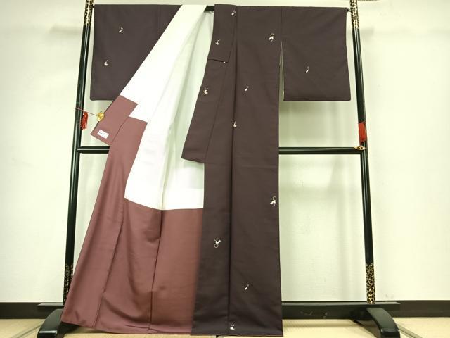 平和屋着物●上質な小紋　お召地　兎　やまと誂製　正絹　逸品　AABE1975fy 平和屋着物○上質な小紋 お召地 兎 やまと誂製 正絹 逸品 AABE1975fy