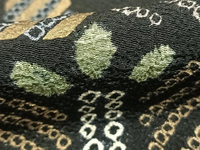 平和屋着物○訪問着 作家物 善照 絞り 幾何学文様 黒地 正絹