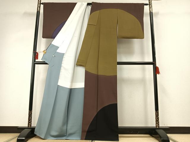 平和屋着物●京都の老舗呉服メーカー ODASHO　小田章　訪問着　伊と幸　幾何学文様　反端付き　正絹　逸品　AABE1989fy