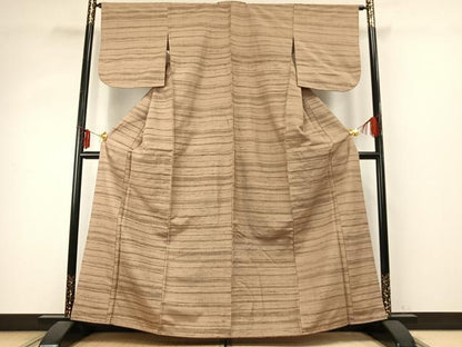 平和屋着物●上質な紬 横縞 正絹 逸品 AABE1993fy