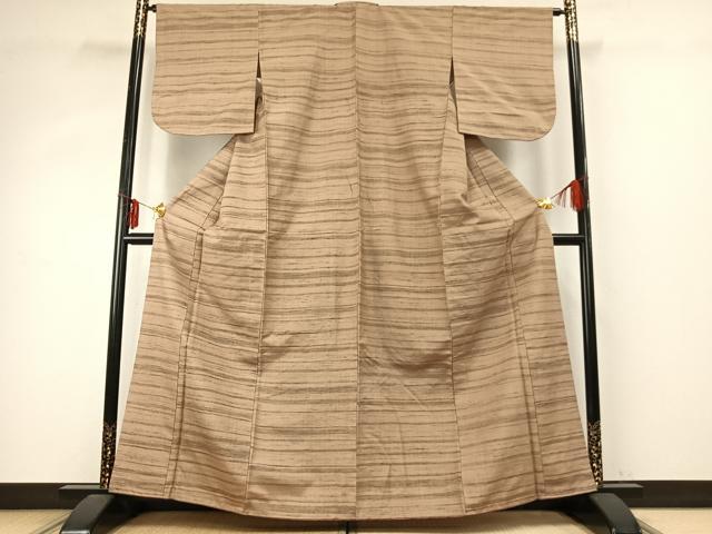 平和屋着物●上質な紬 横縞 正絹 逸品 AABE1993fy