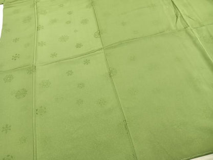 平和屋着物●上質な色無地　雪花地紋　苗色　正絹　逸品　未使用　AABE1994fy