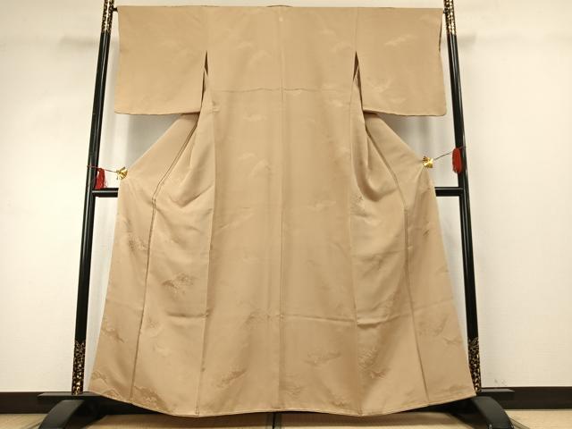 平和屋着物●上質な色無地　風景地紋　浅黄色　正絹　逸品　AABE1995fy