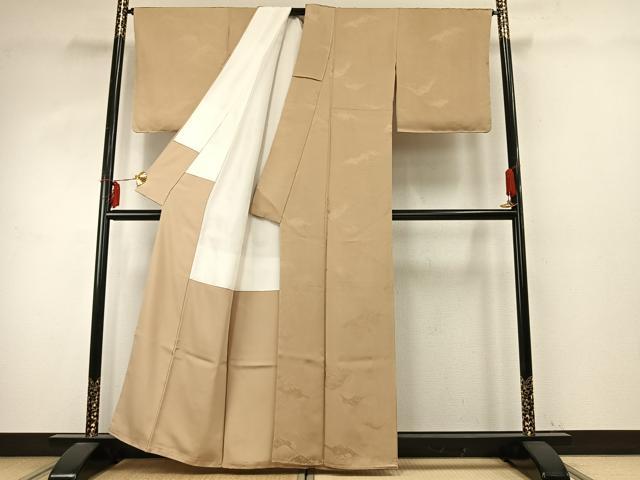 平和屋着物●上質な色無地　風景地紋　浅黄色　正絹　逸品　AABE1995fy