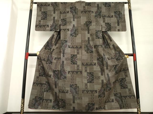 平和屋着物●本場大島紬　カタス7マルキ　色紙重ね花文　正絹　逸品　AABE2002ck