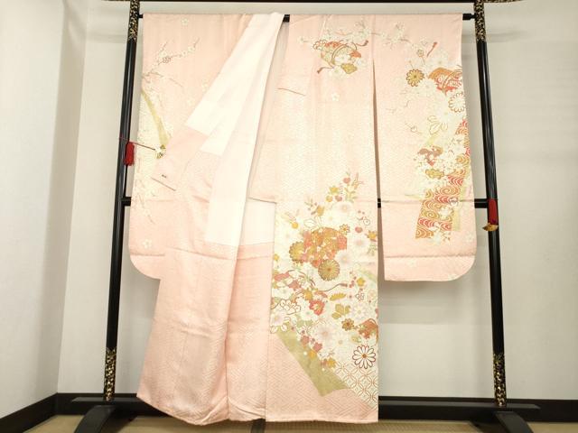 平和屋着物●創業460年・千總　振袖　花文箱文　金彩　三越扱い　正絹　逸品　AABE2008ck