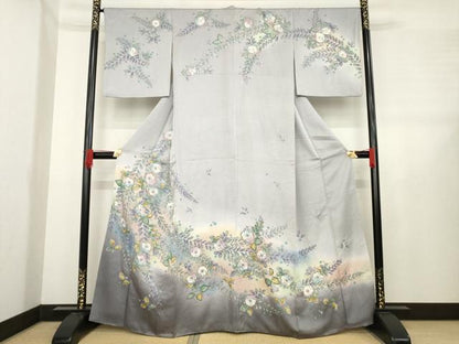 平和屋着物●訪問着　絞り　辻が花　舞花文　暈し染め　金彩　正絹　逸品　AABE2020ck
