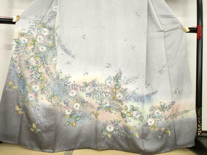 平和屋着物●訪問着　絞り　辻が花　舞花文　暈し染め　金彩　正絹　逸品　AABE2020ck