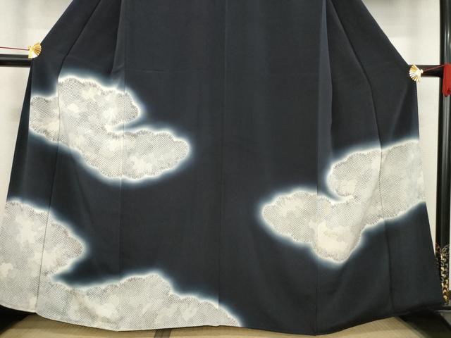平和屋着物●訪問着　雲重ね文　暈し染め　鬼しぼ縮緬　正絹　逸品　AABE2029ck