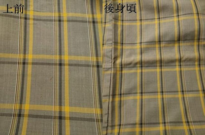 平和屋着物●本場黄八丈　平織　紬　格子　三越扱い　証紙付き　正絹　逸品　AABE2032ck