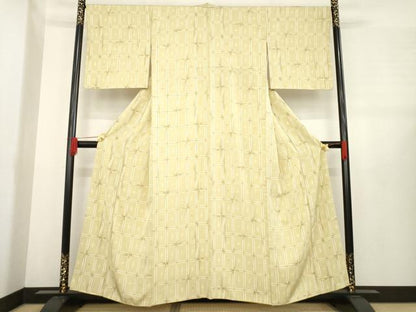 平和屋着物●上質な小紋　格子　正絹　逸品　AABE2034ck