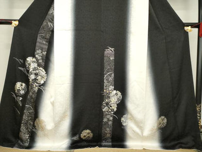 平和屋着物●訪問着　駒刺繍　雪輪花文　暈し染め　金銀彩　ロング丈　正絹　逸品　AABE2040ck