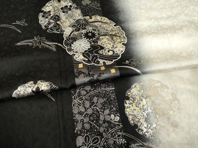 平和屋着物●訪問着　駒刺繍　雪輪花文　暈し染め　金銀彩　ロング丈　正絹　逸品　AABE2040ck
