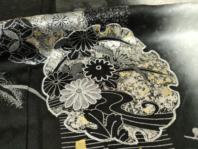 平和屋着物●訪問着　駒刺繍　雪輪花文　暈し染め　金銀彩　ロング丈　正絹　逸品　AABE2040ck