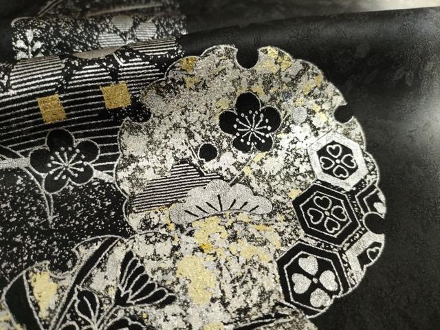 平和屋着物●訪問着　駒刺繍　雪輪花文　暈し染め　金銀彩　ロング丈　正絹　逸品　AABE2040ck
