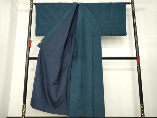 平和屋着物●男性 紬 アンサンブル 長襦袢(袷)セット 褐返し色 正絹 逸品 AABE2075ck