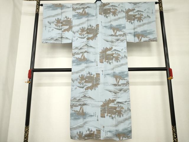 平和屋着物●男性 紬 アンサンブル 長襦袢(袷)セット 褐返し色 正絹 逸品 AABE2075ck