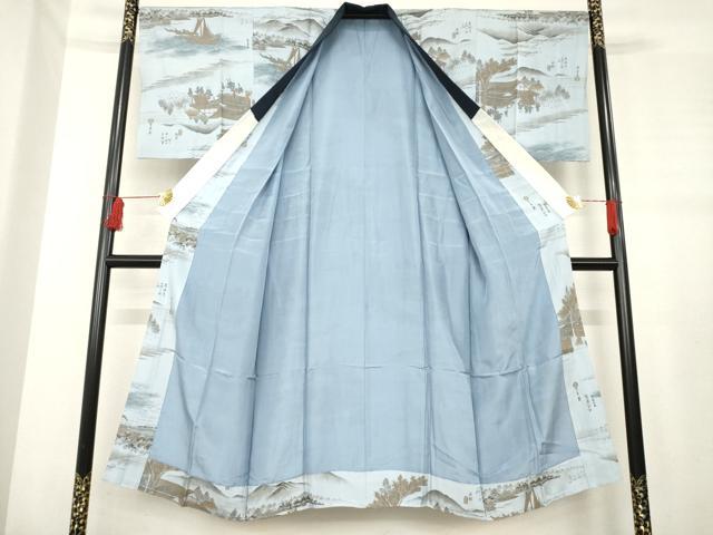 平和屋着物●男性 紬 アンサンブル 長襦袢(袷)セット 褐返し色 正絹 逸品 AABE2075ck