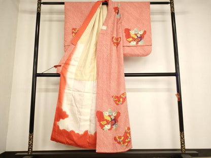 平和屋着物∵女の子 十三参り 子供 祝着 総絞り 駒刺繍 花蝶文 逸品 AABE2088ja