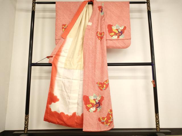 平和屋着物∵女の子 十三参り 子供 祝着 総絞り 駒刺繍 花蝶文 逸品 AABE2088ja