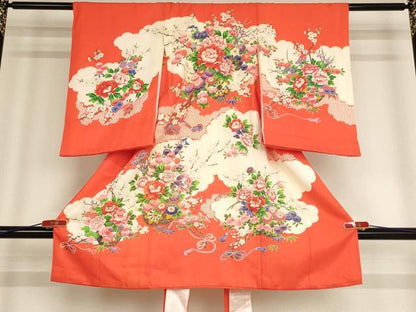 平和屋着物[]お宮参り　女の子　祝着　産着　初着　のしめ　花車文　金彩　逸品　AABE2090ja