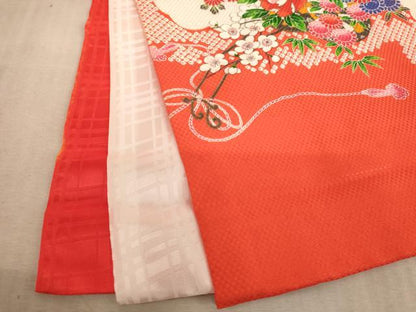 平和屋着物[]お宮参り　女の子　祝着　産着　初着　のしめ　花車文　金彩　逸品　AABE2090ja