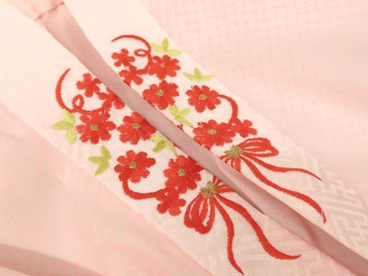 平和屋着物∵女の子　子供　長襦袢　無双仕立て　鹿の子文　半衿刺繍　AABE2091ja