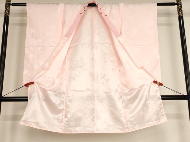 平和屋着物[]女の子　子供　長襦袢　単衣　舞扇枝梅地紋　薄桜色地　AABE2092ja