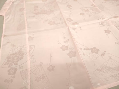 平和屋着物[]女の子　子供　長襦袢　単衣　舞扇枝梅地紋　薄桜色地　AABE2092ja