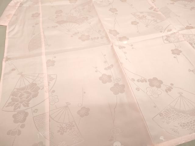 平和屋着物[]女の子　子供　長襦袢　単衣　舞扇枝梅地紋　薄桜色地　AABE2092ja